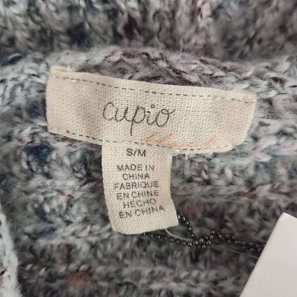 Cupio Gray Chunky Knit Poncho Sweater Size Small/Medium NWT Gray Hoodie Sweater - Picture 7 of 9